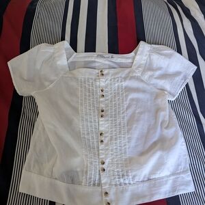 Prana White Short Sleeve Blouse Organic cotton Medium